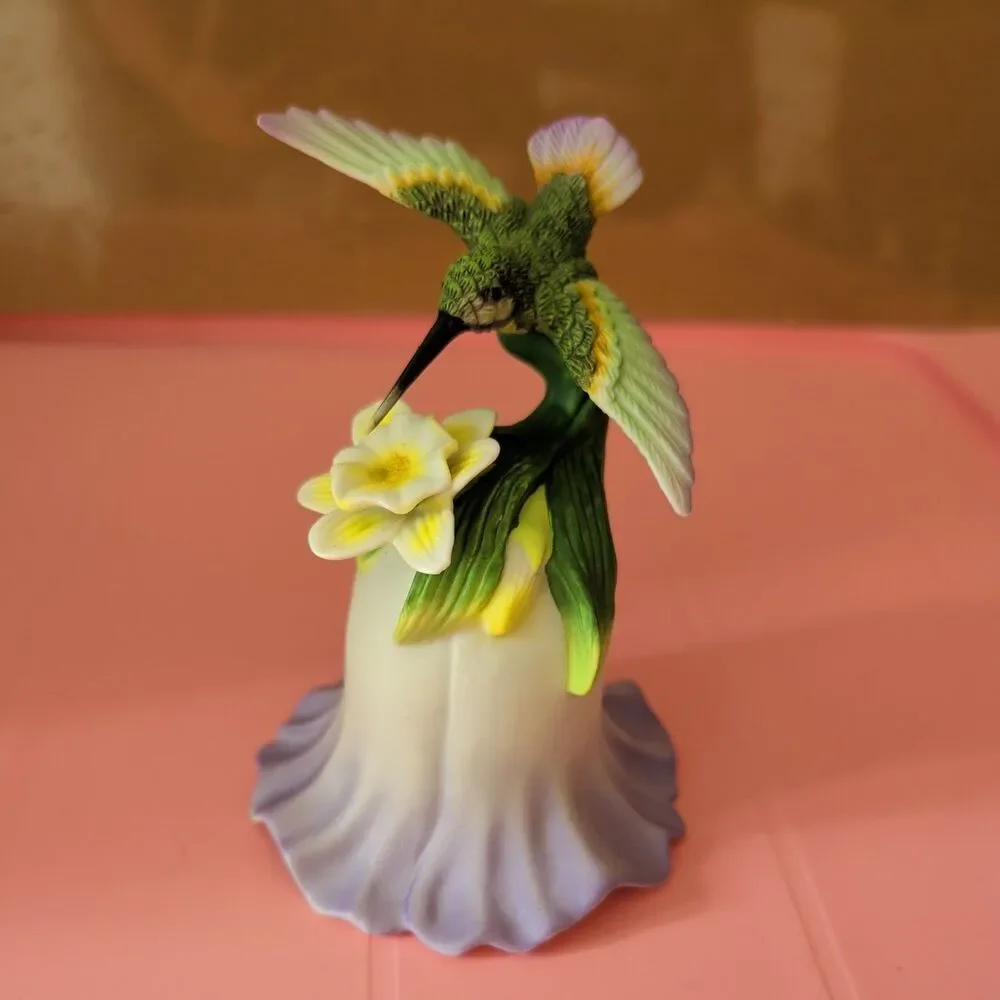 Vintage 2000 Avon Porcelain Hummingbird and Flower Bell Fine Collectible